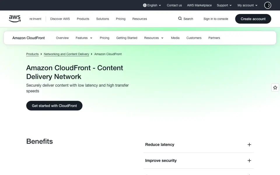 Amazon CloudFront's own site