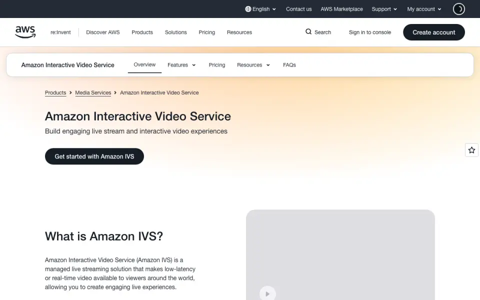 Amazon Interactive Video Service's own site