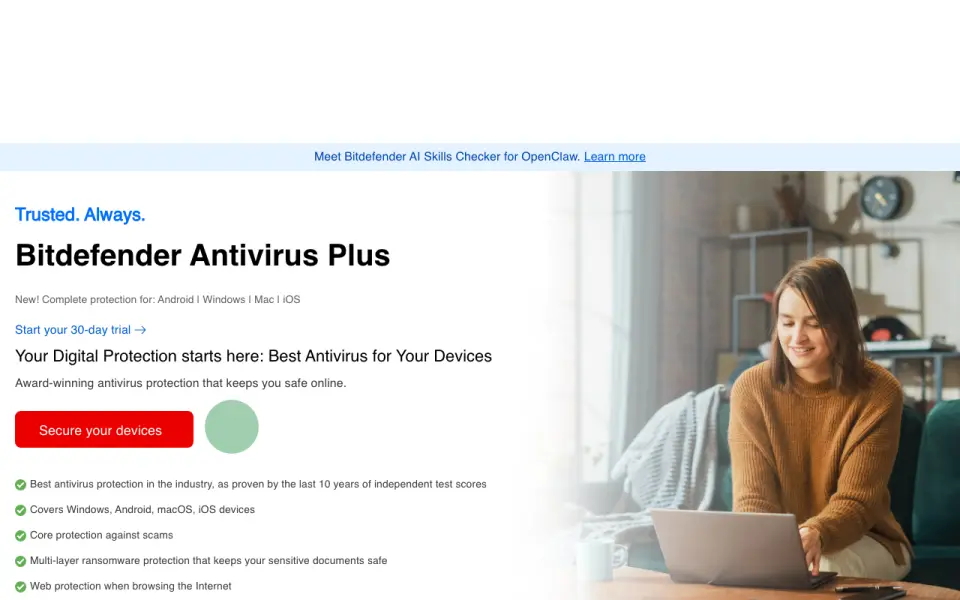 Bitdefender Antivirus Plus's own site