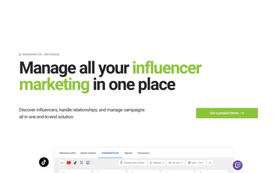 Brandwatch Influence's own site