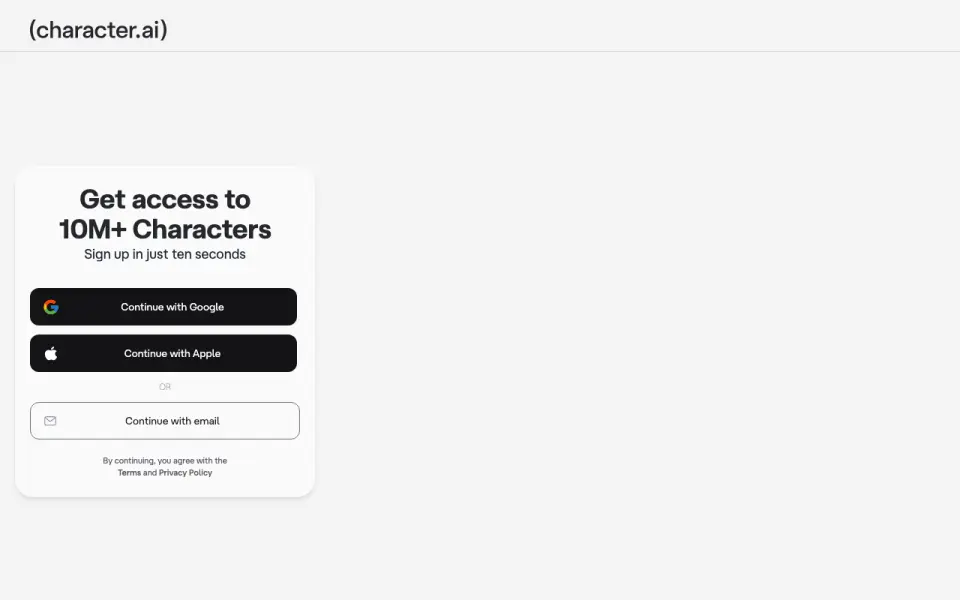 Character.AI's own site