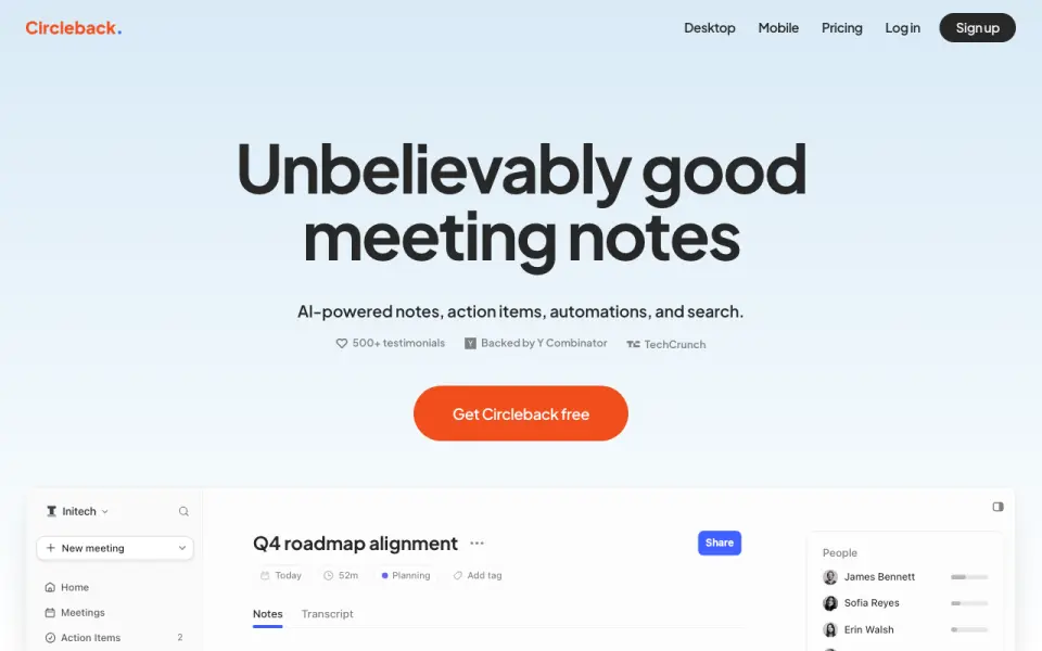 Circleback's own site