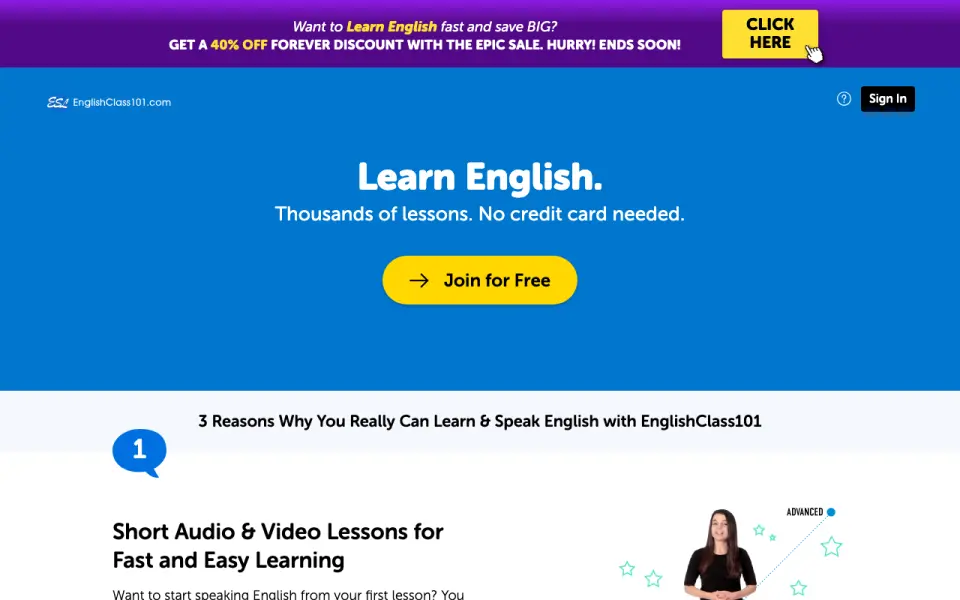 EnglishClass101's own site