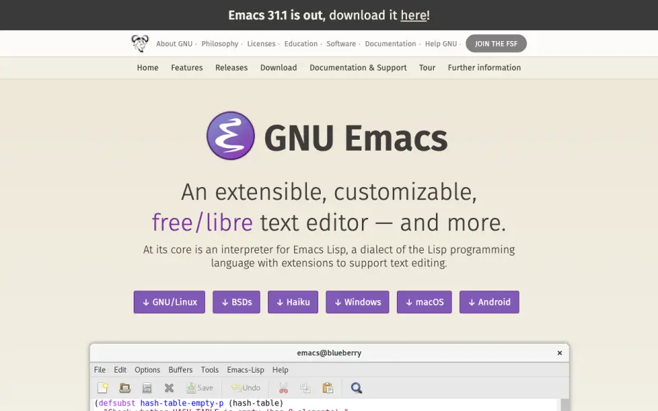 GNU Emacs's own site