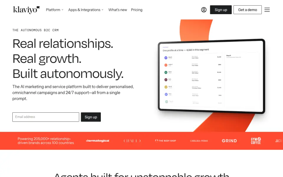 Klaviyo's own site