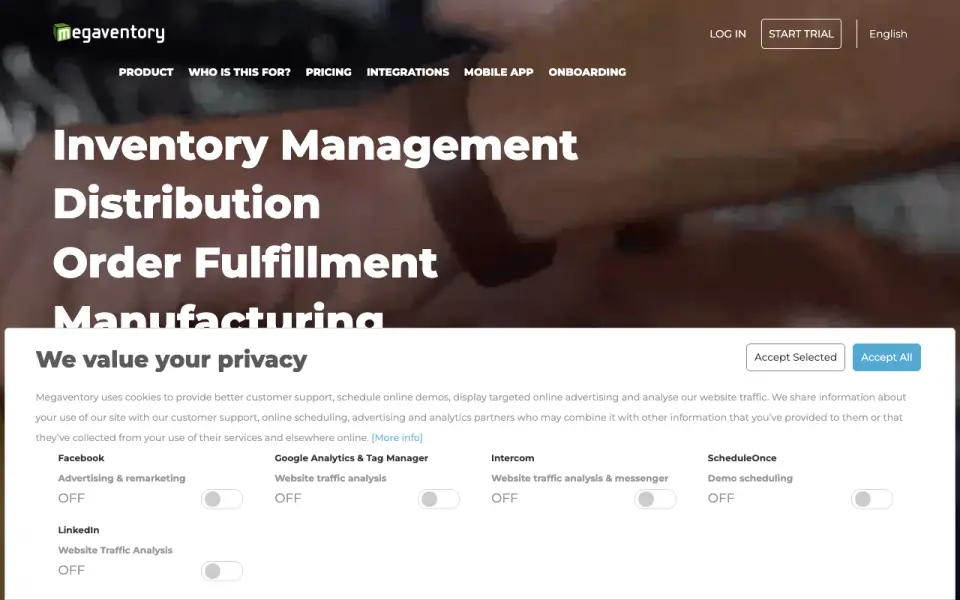 Megaventory's own site