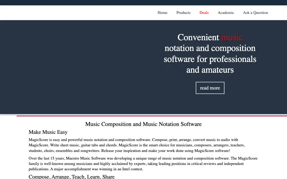 MagicScore's own site