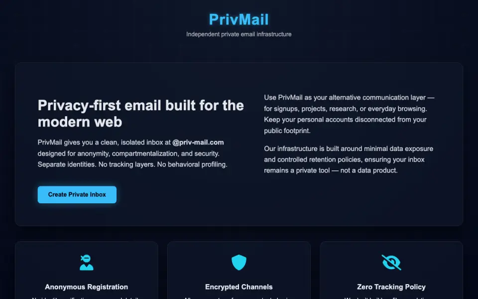 PrivMail's own site