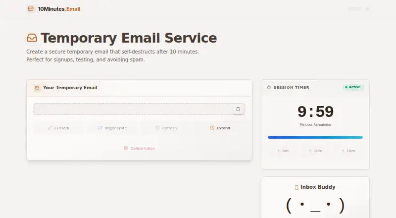 10Minutes.Email's own site