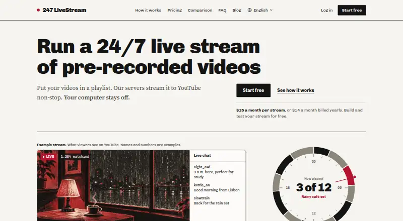 247 LiveStream's own site