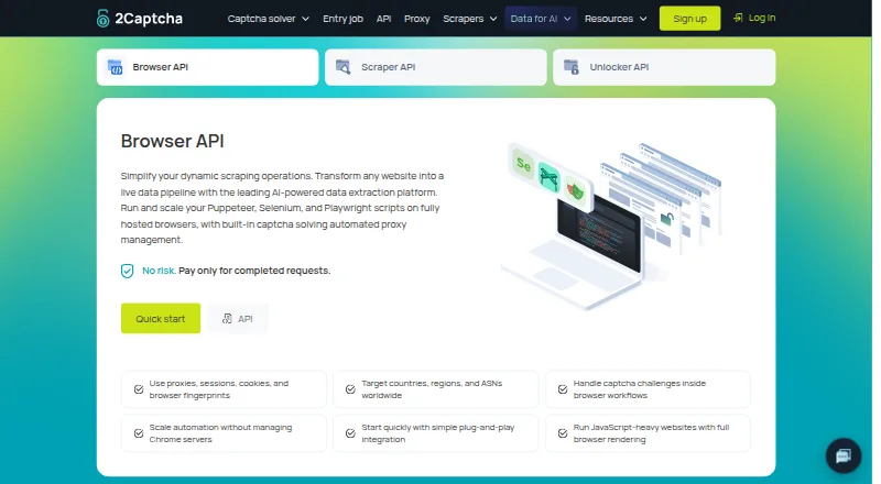 2Captcha Browser API's own site