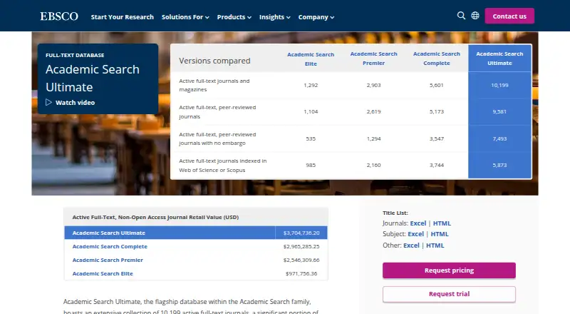 Academic Search Ultimate's own site
