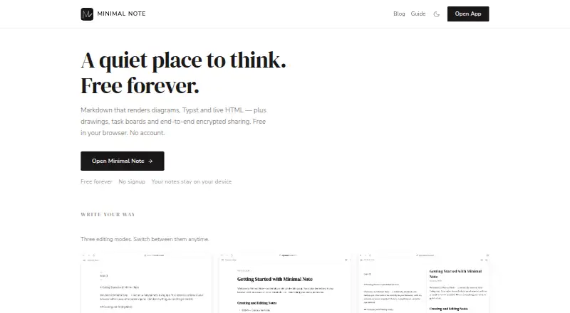 Minimal Note's own site