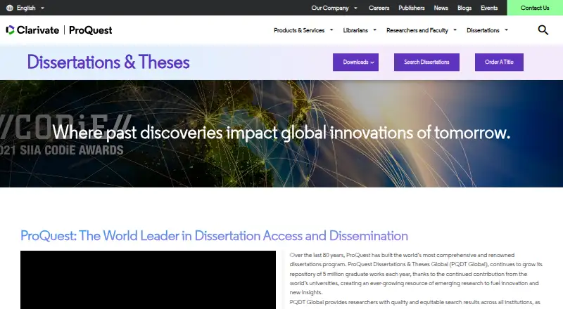 ProQuest Dissertations & Theses Global's own site