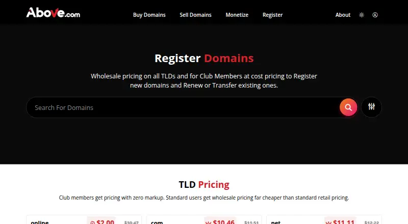 Above.com's own site