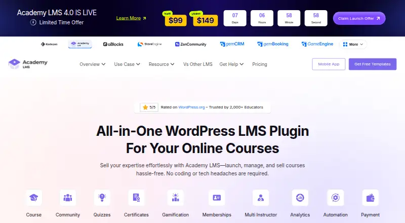 Academy LMS's own site