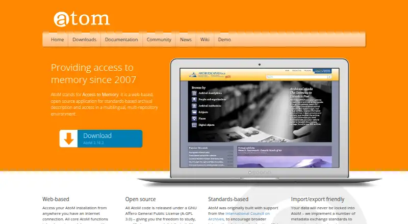 AtoM's own site