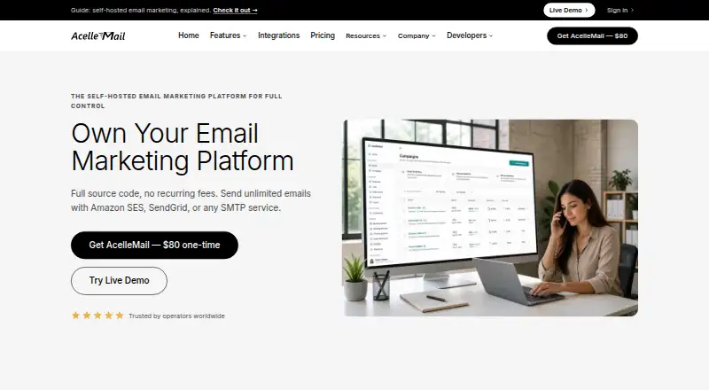 AcelleMail's own site