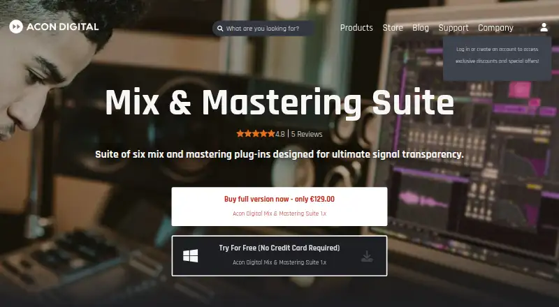 Acon Digital Mix & Mastering Suite's own site
