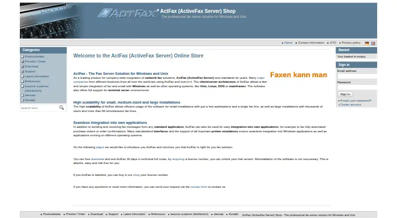 ActFax's own site