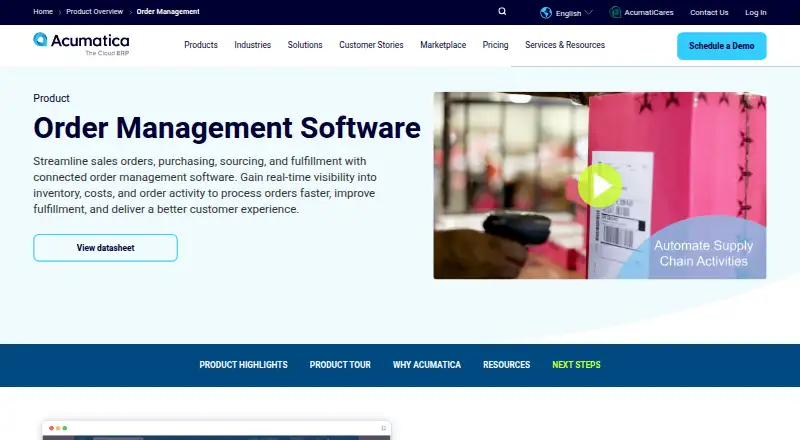 Acumatica Order Management's own site