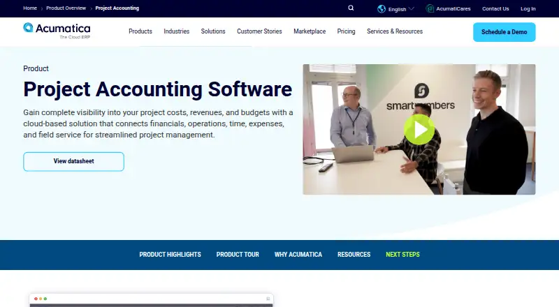 Acumatica Project Accounting's own site