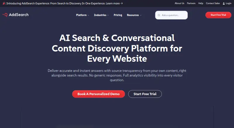 AddSearch's own site