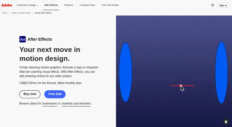 Adobe After Effects's own site