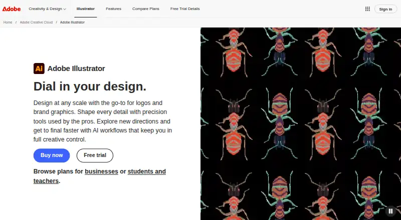 Adobe Illustrator's own site