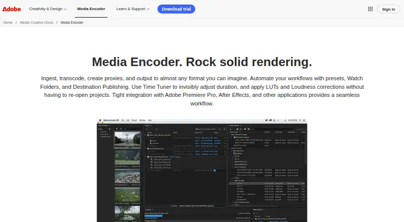 Adobe Media Encoder's own site