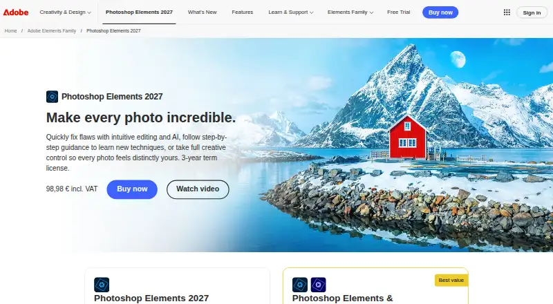 Adobe Elements Organizer's own site