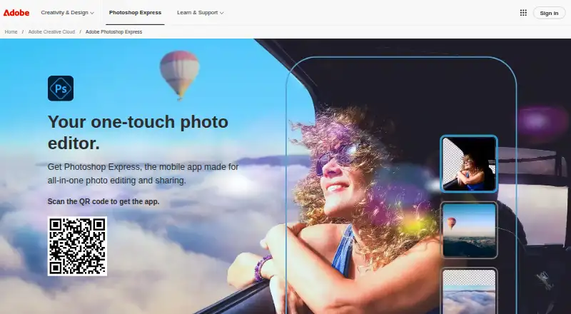 Photoshop Express's own site