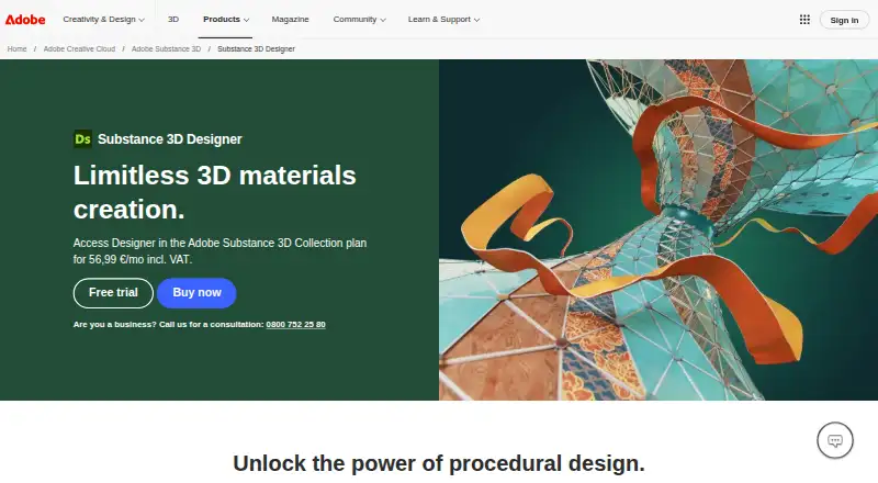 Adobe Substance 3D Designer's own site