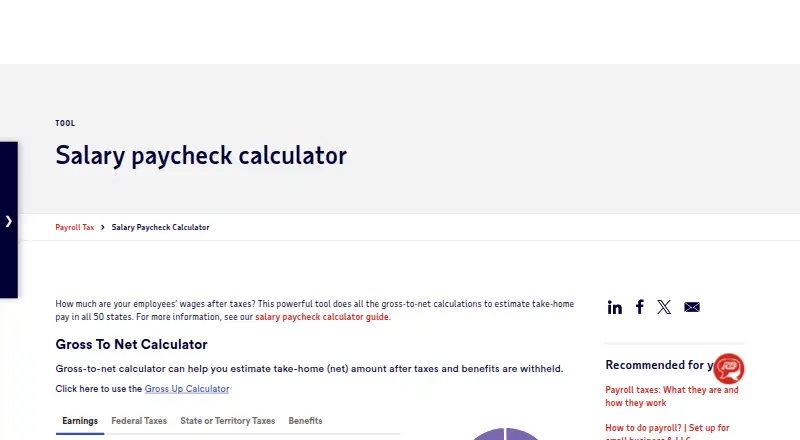 ADP Salary Paycheck Calculator's own site