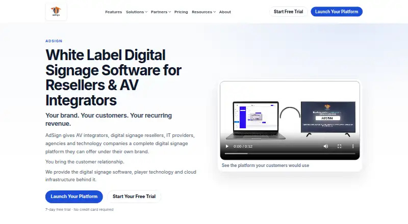 The AdSign homepage