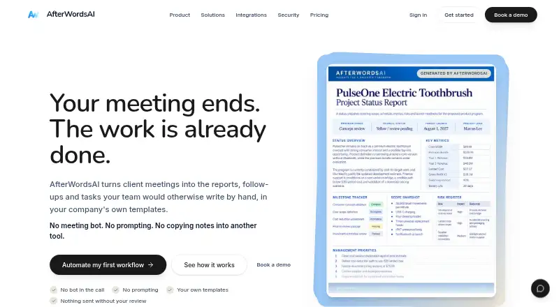 AfterWordsAI's own site