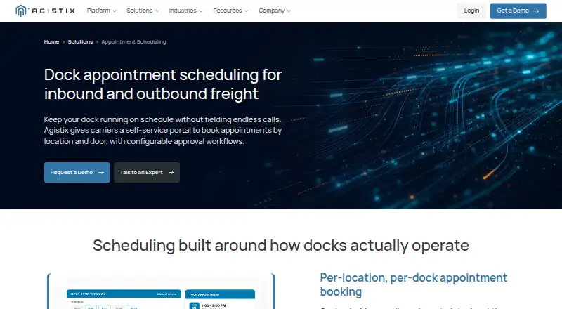 Agistix Dock Appointment Scheduling's own site