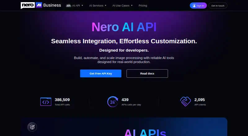 Nero AI API's own site