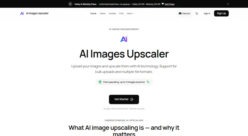 AI Image Upscaler's own site