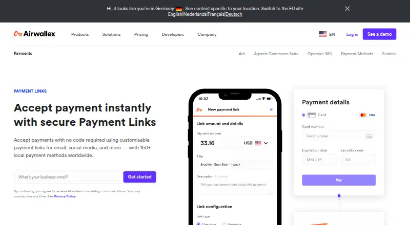 Airwallex Payment Links's own site