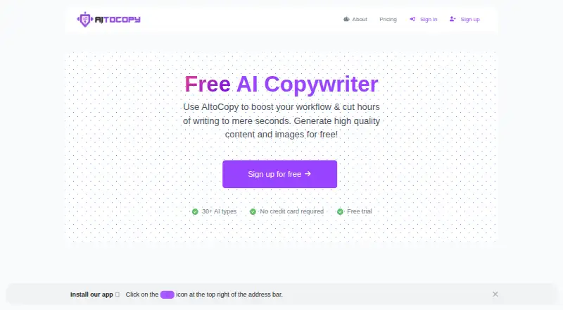 AItoCopy's own site