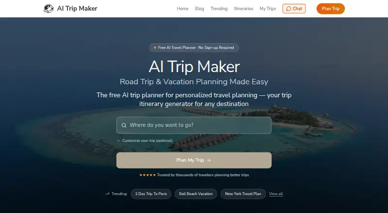 AI Trip Maker's own site