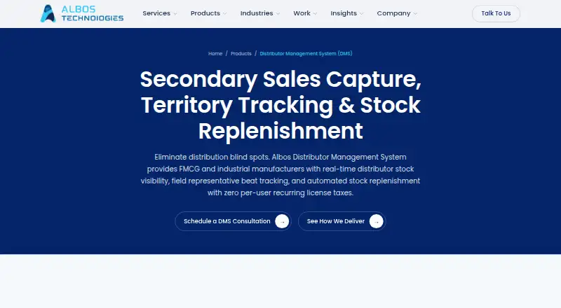 Albos Distributor Management System's own site