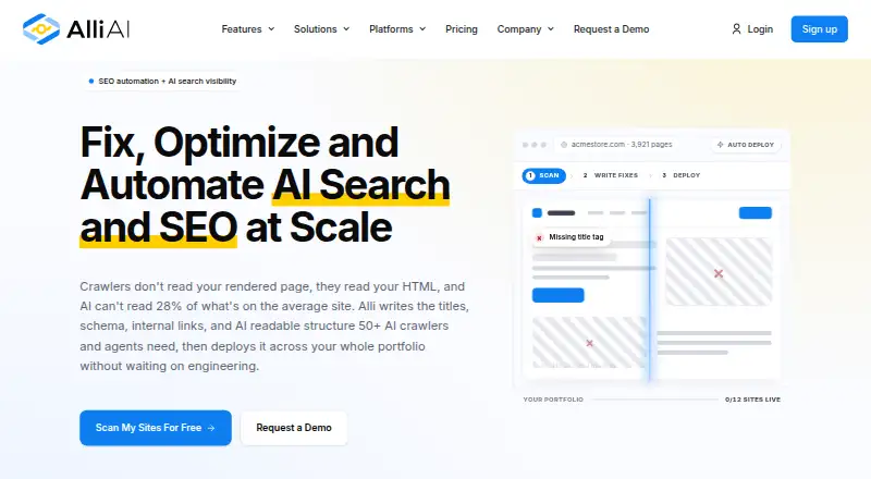 Alli AI's own site