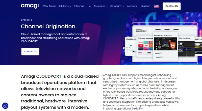 Amagi CLOUDPORT's own site