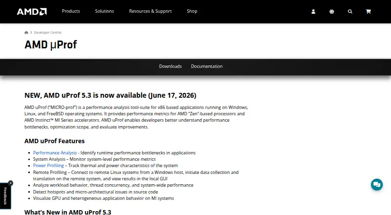 AMD uProf's own site