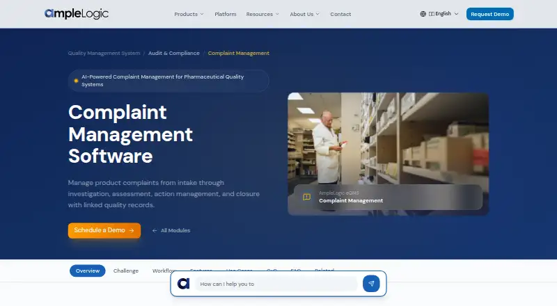 AmpleLogic Complaint Management's own site