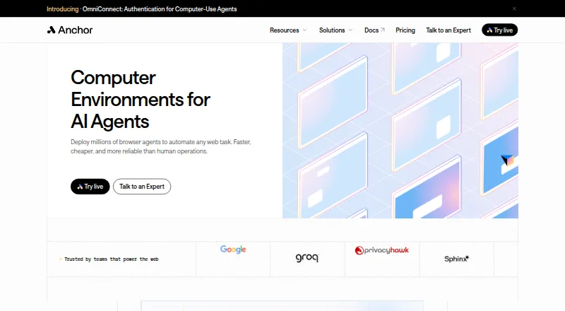 Anchor Browser's own site