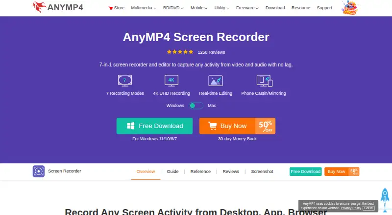 AnyMP4 Screen Recorder's own site