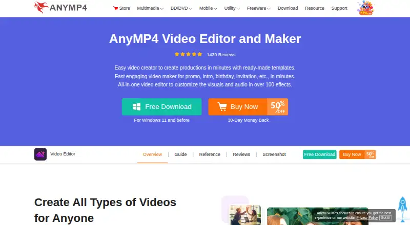 AnyMP4 Video Editor's own site